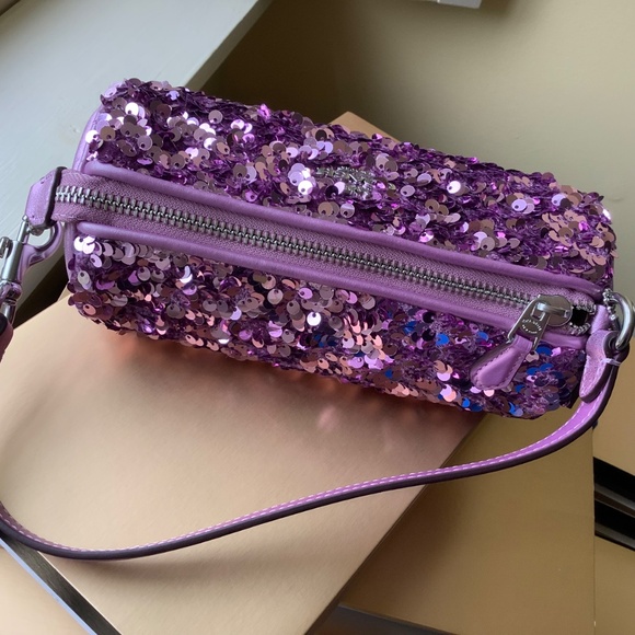 Coach Nolita Sequence Leather Barrel Small Bag Silver/ Lilac - Picture 7 of 16